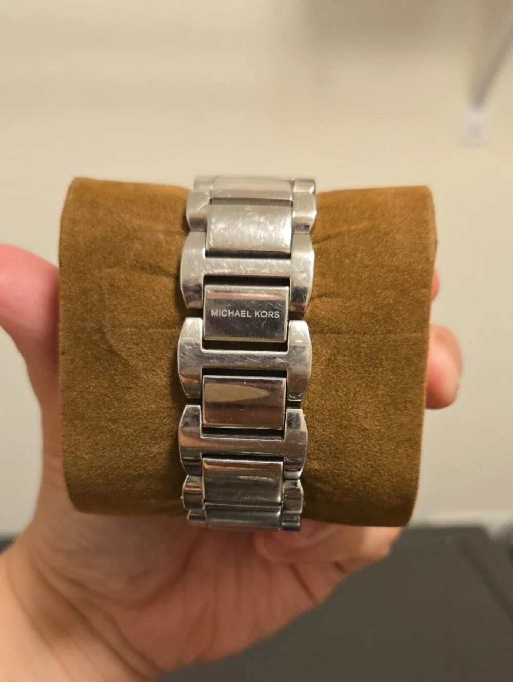 Michael Kors Silver Crystal MK Logo Bracelet Watch